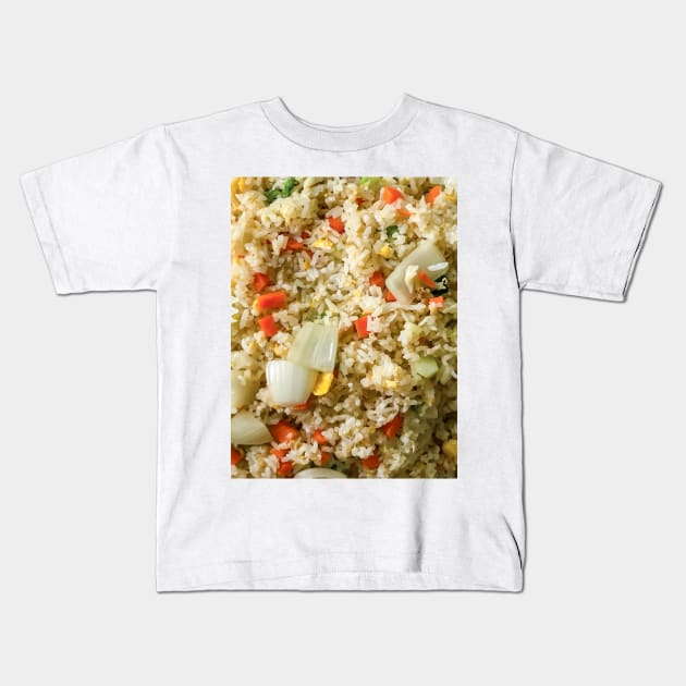 Fried rice textured background Kids T-Shirt by FOGSJ